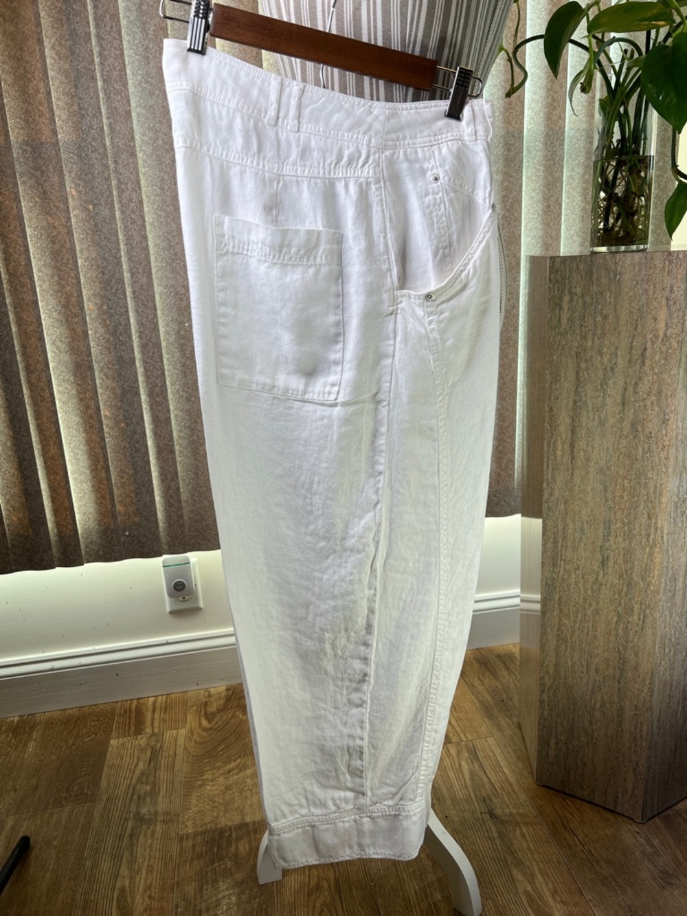Wrap London White Linen Wide Leg Trousers S-US-10 UK-14